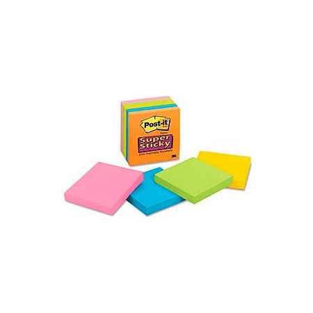 3M Post-it Super Sticky Neon Fusion Notes, 3 x 3, Assorted Colors, 12 Pads/Pack 65412SSAN